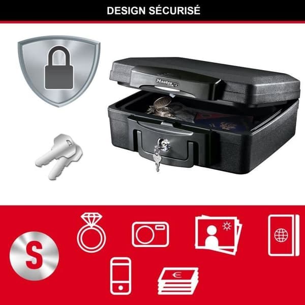 Master Lock Fireproof Safe - Waterproof with Key - 4.9 L - Model H0100EURHRO