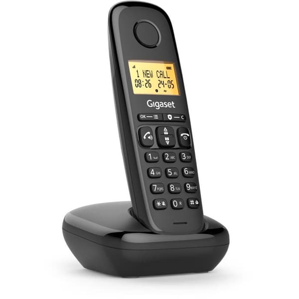 GIGASET BASIC 100 Black Cordless Phone - 1.5" Screen - Hands-free - Call Blocker