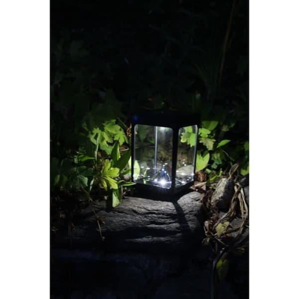 Mini Solar Candle Holder - Glass Sides - Black - Table Lamp