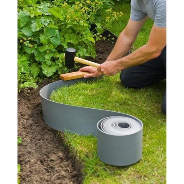 NATURE Grey Polyethylene Garden Edging - 7.5 cm high x 10 m long