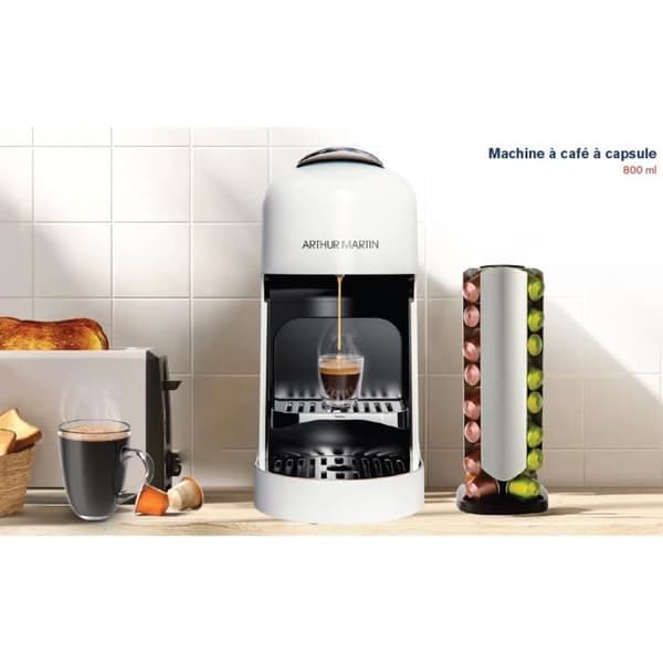 ARTHUR MARTIN Capsule Coffee Machine - AMN230B - 1400W - 800 ml - Espresso Lungo