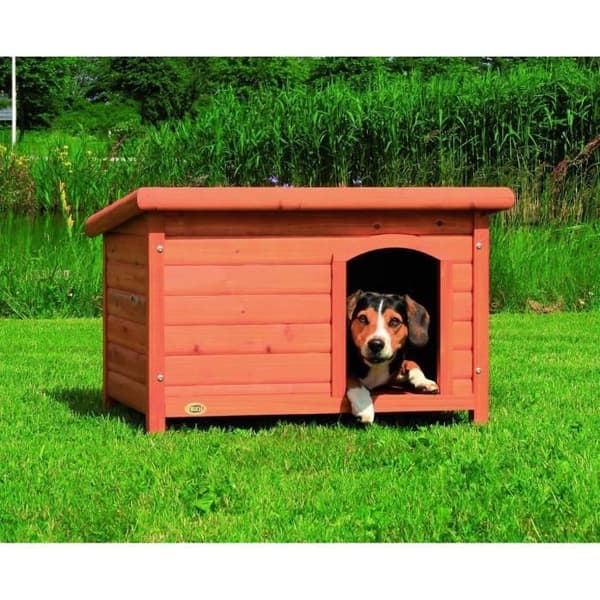 TRIXIE - Natural Flat Roof Dog Kennel - Weatherproof Solid Pine