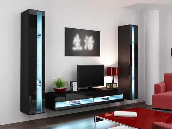 VIGO NEW Shelf Unit 180/40/30 cm Black/Black Gloss