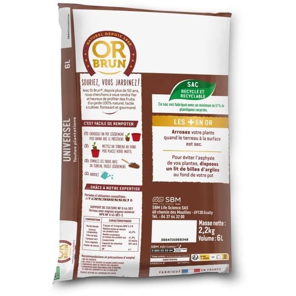 GOLD BROWN Universal Potting Soil - OBRTREM6U - 6 L