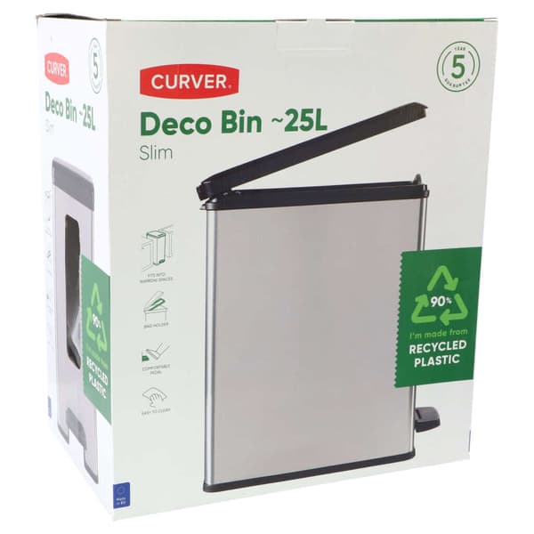 Curver Decobin Slim Pedal Bin 25 L Metallic/Black for Waste