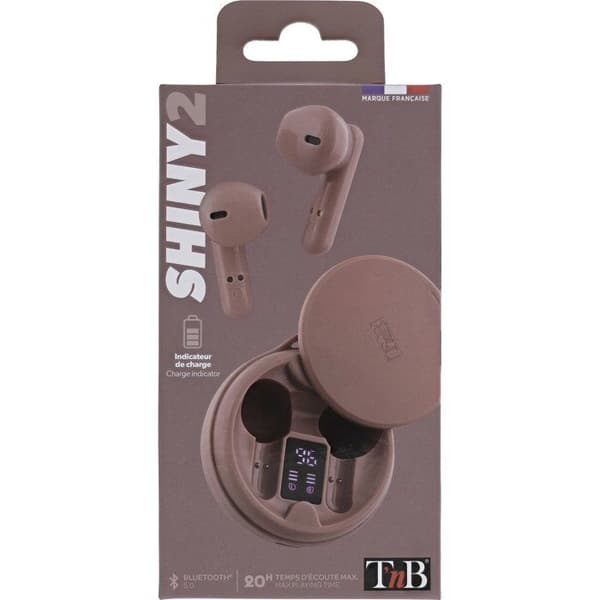 T'nb Shiny 2 TWS Wireless Earbuds - Charging Case - Bluetooth - 20-Hour Battery - Pink