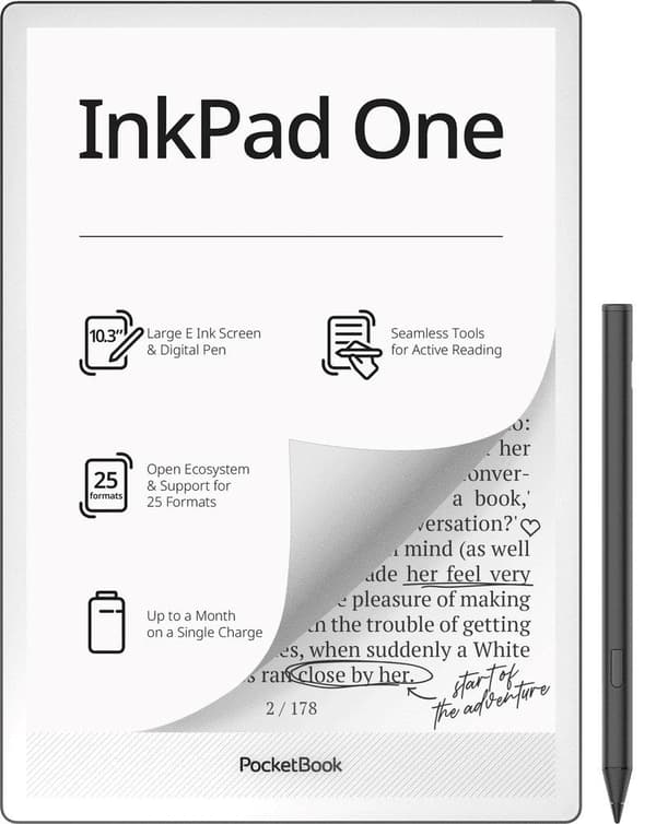 PocketBook InkPad One 10.3 E-Ink E-Reader 32GB Wi-Fi Matte Black
