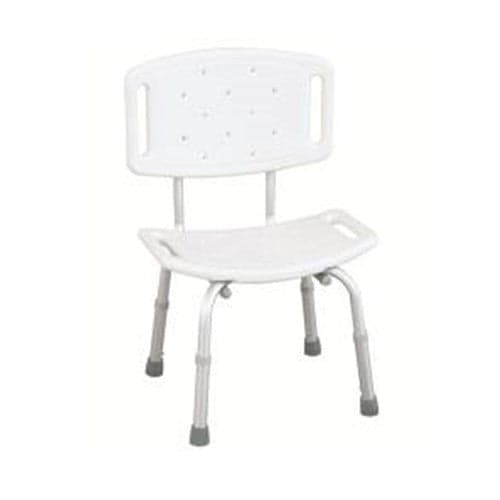 WILSON RF-820 REHA FUND White Shower Stool with Cut-Out and Backrest