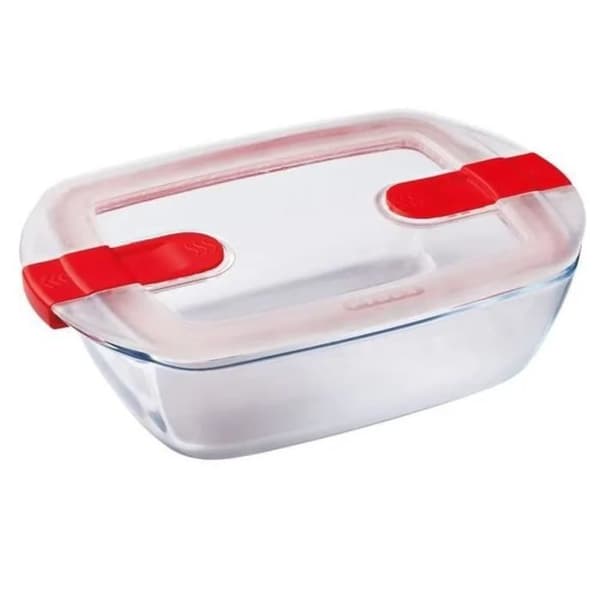 PYREX Rectangular Container with Lid - 23 x 15 cm - 1.1 L - Cook & Heat - Borosilicate Glass