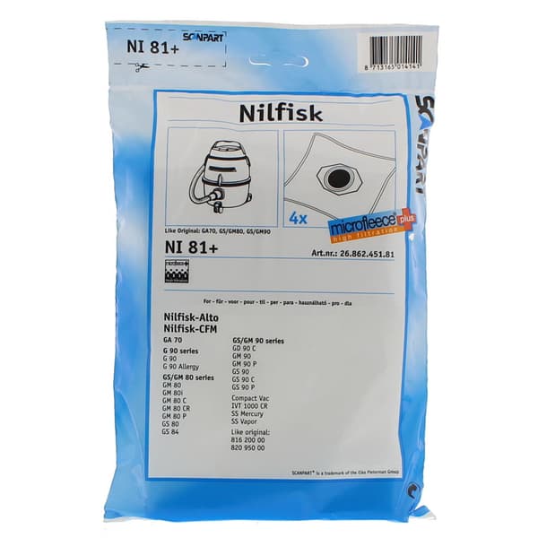 Scanpart Dust Bag Nilfisk GS80-90 Micro En - 4 Microfleece Plus