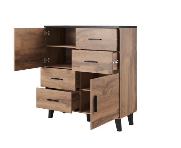 Cama Sideboard LOTTA 110 2D4S Wotan Oak + Matte Black