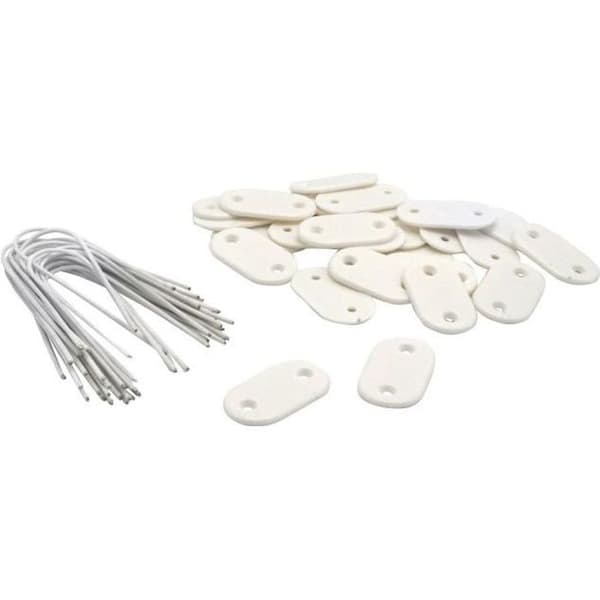 NATURE Set of 26 Mesh Fasteners - White - Includes 14 cm Plastic-Coated Wire