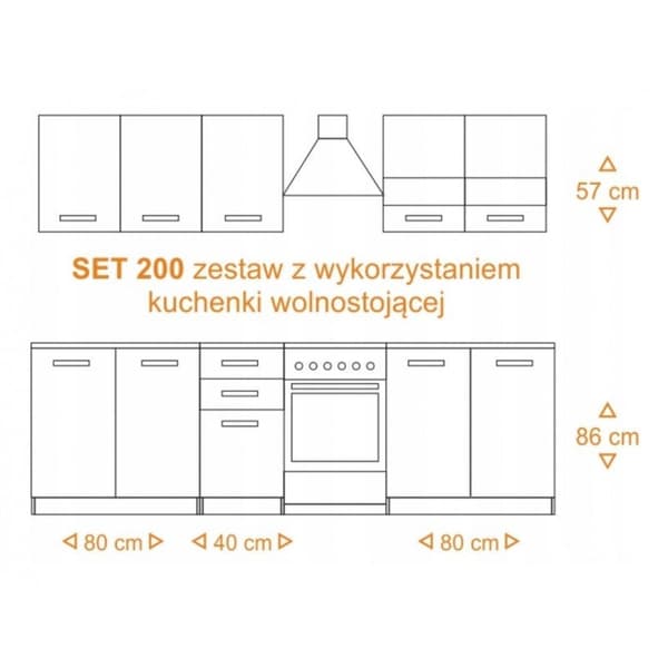 Küchenmöbel-Set 200 Artisan Weiß, Mattweiß Korpus und Front, Artisan Eiche Arbeitsplatte