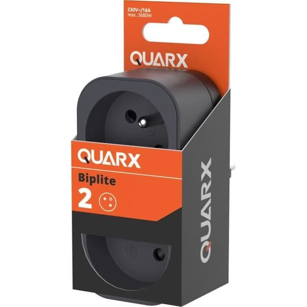 Biplite - QUARX - 2P 16A - Black and anthracite grey, NF compliant