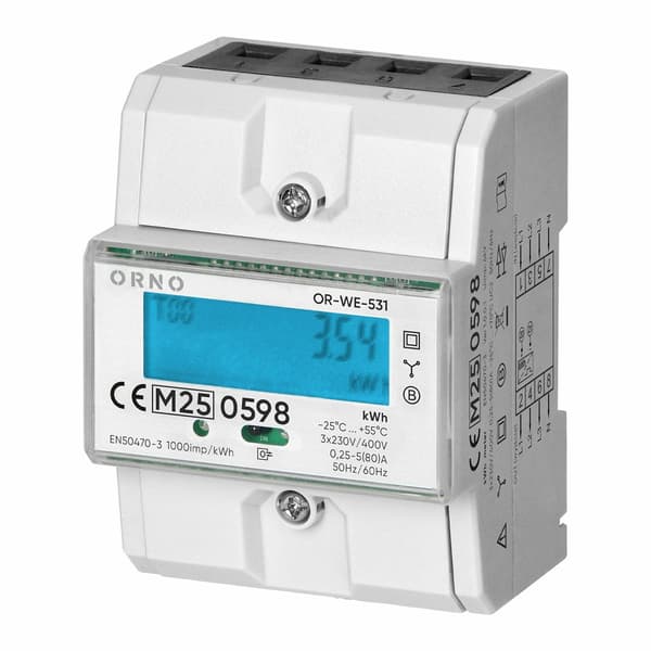 ORNO 3-Phase Energy Meter 80A 3 Modules
