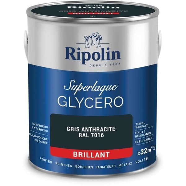 Ripolin Primer Paint RAL 7016 Anthracite Gray Glossy - 2 L