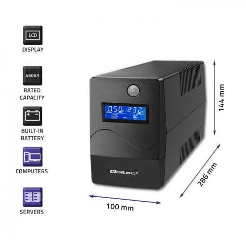 Qoltec UPS 850VA 480W LCD USB RJ45