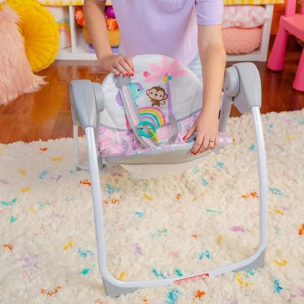BRIGHT STARTS Electric Baby Swing - Compact - Pink - 6 Speeds