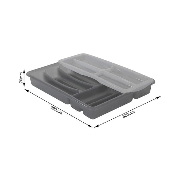 Rotho Basic Cutlery Tray 6 Compartments Variable Anthracite 39 x 32 x 7 cm