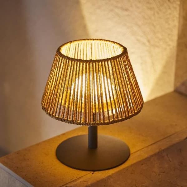 LUMISKY STANDY MINI RAFFY Wireless Table Lamp - H22 cm - Natural Raffia