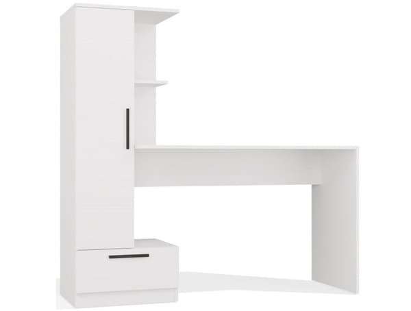 Cosmo Desk + Bookcase Set White