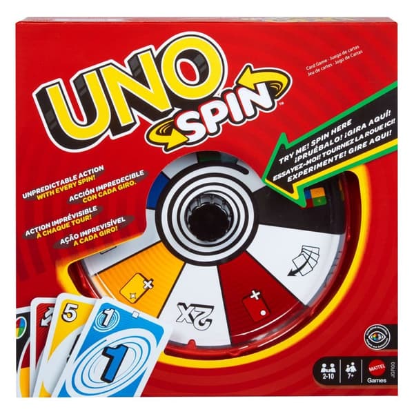 Mattel UNO Spin Card Game with Spinner for 2-10 Players
