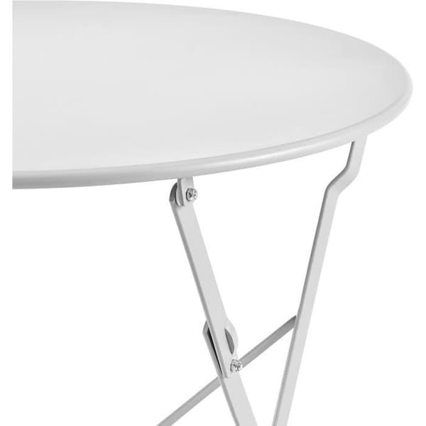 Bistro Set - 60 cm Folding Round Table + 2 Chairs - Powder-Coated Steel - Grey