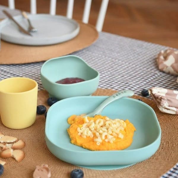 BEABA Meal Set - 4 Pieces - Silicone - Yellow/Green