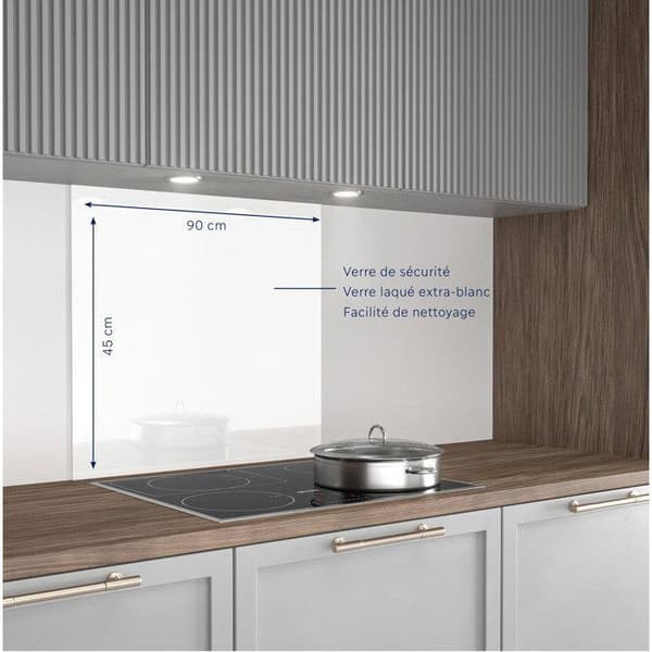 AURYS Splashback - Extra White Glass - 900x450 mm - White Lacquered