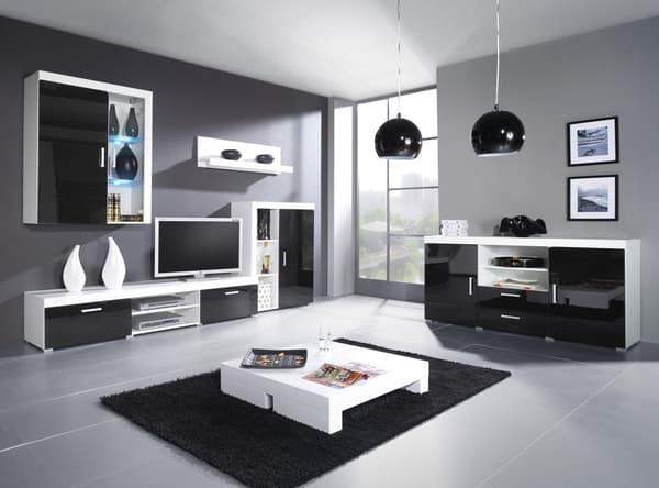 Cama Hanging Display Cabinet SAMBA White/Black Gloss