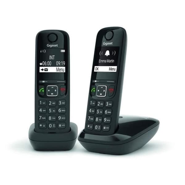 GIGASET AS690 Duo Cordless Phone - Black - Hands-Free Mode, Call Blocking