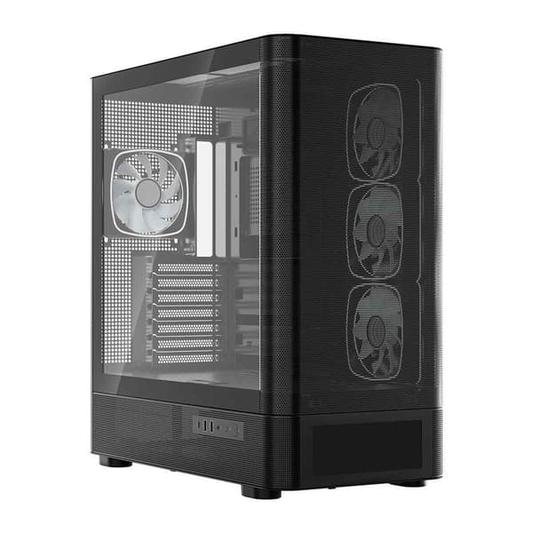 MODECOM Volcano AQ500 ARGB Midi Case Black with LCD Display
