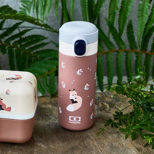 MONBENTO Insulated Water Bottle - Children's - Quick-Opening Cap - Pop Fox
