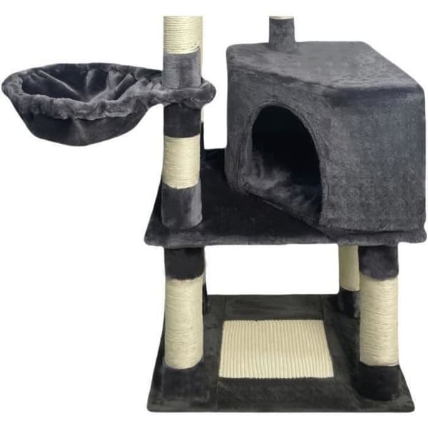 SWIFTY Cat Tree - 55 x 40 x 138 cm - Dark Grey - 3 Platforms, 1 Perch, 1 Hideaway, Scratching Posts