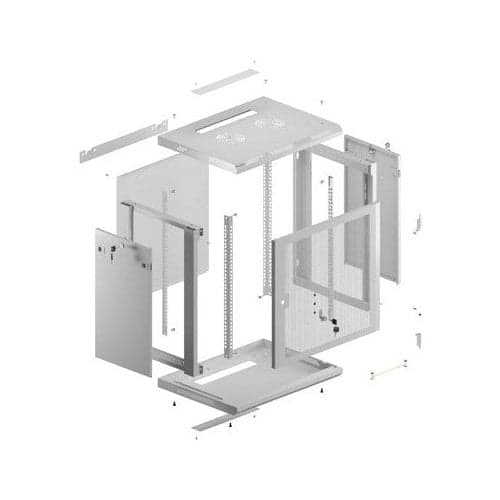 19 12U 600x450 Perforated Door Grey Rack Cabinet