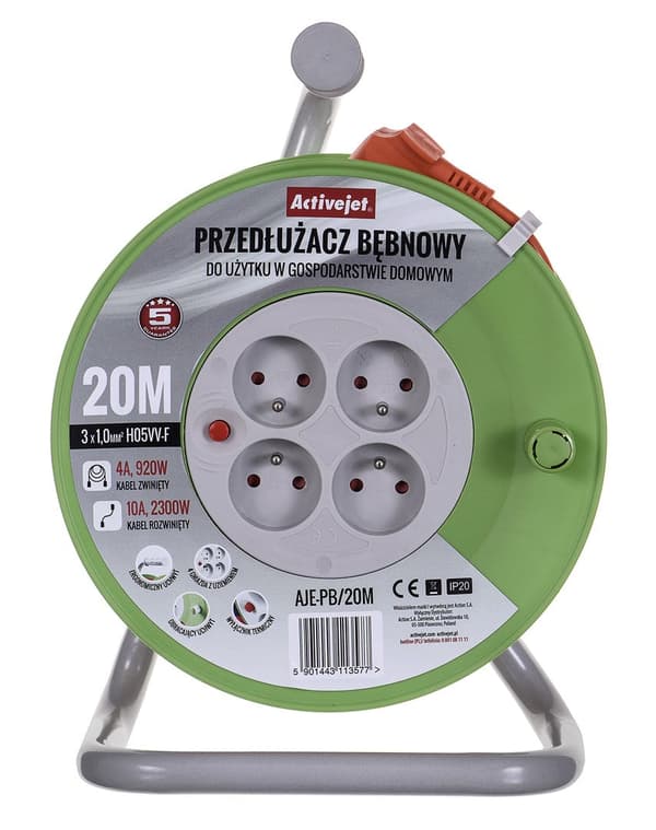 Activejet AJE-PB/20 M Reel Extension Cord 20 m