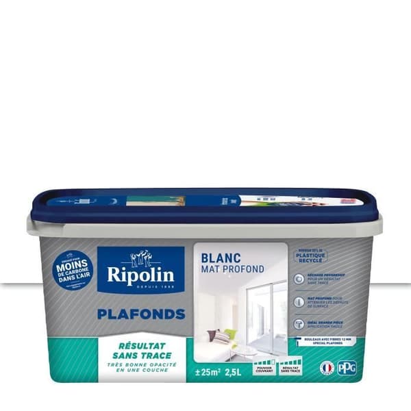RIPOLIN Ceiling Paint - Xpro3 - Matte White - 2.5 L