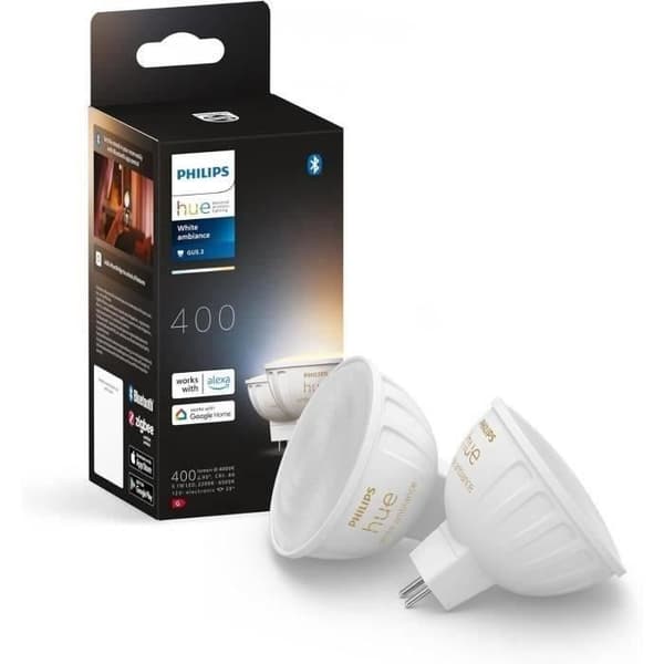 Philips Hue Smart Bulb - MR16 - White Light - Bluetooth Compatible - Pack of 2