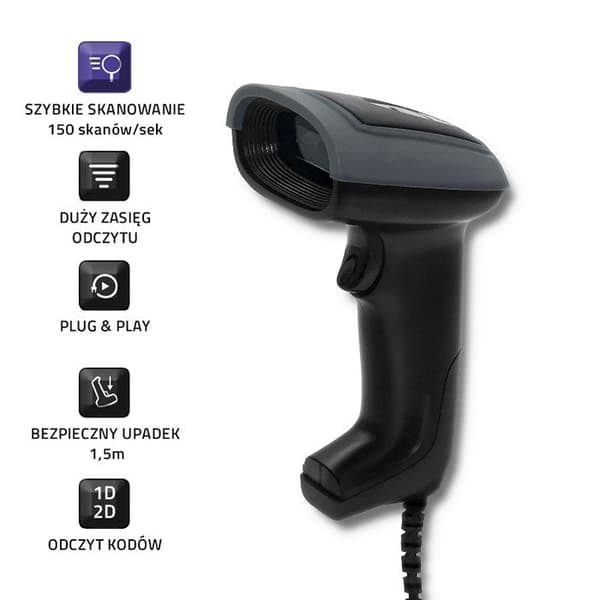 Qoltec - Barcode Scanner - USB - 1D & 2D Codes