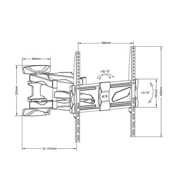 Maclean MC-781 TV Mount 177.8 cm (70") Black