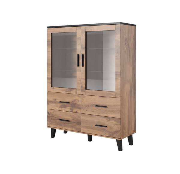 Cama LOTTA 2D4D Display Cabinet Wotan Oak + Mat Black