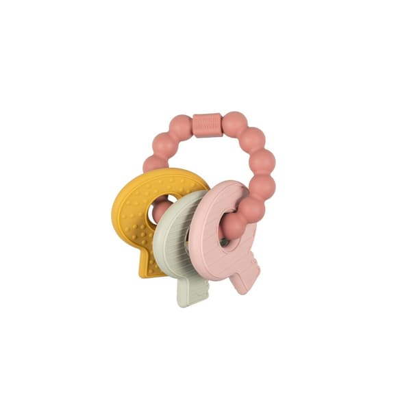 Little Dutch Silicone Teething Ring Keychain Pink