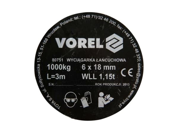 VOREL Chain Winch 1T 80751