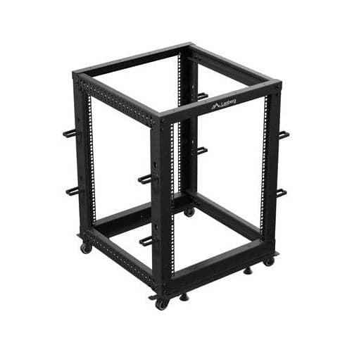 Lanberg Open Rack 19 15U 600x600-1100 Adjustable Black