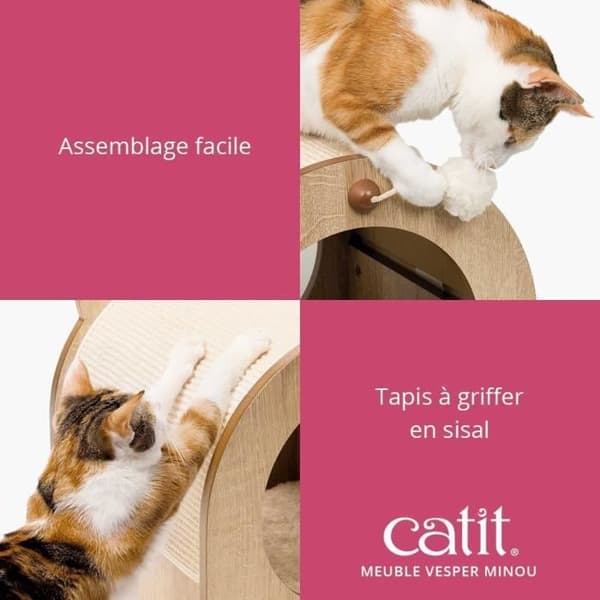 CATIT Cat Scratching Post Vesper Minou Replaceable Sisal Mat Oak Finish