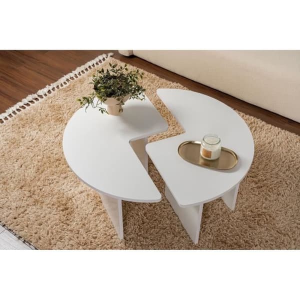 MOIRA Coffee Table - Round - Natural White - Ø90 x H41 cm