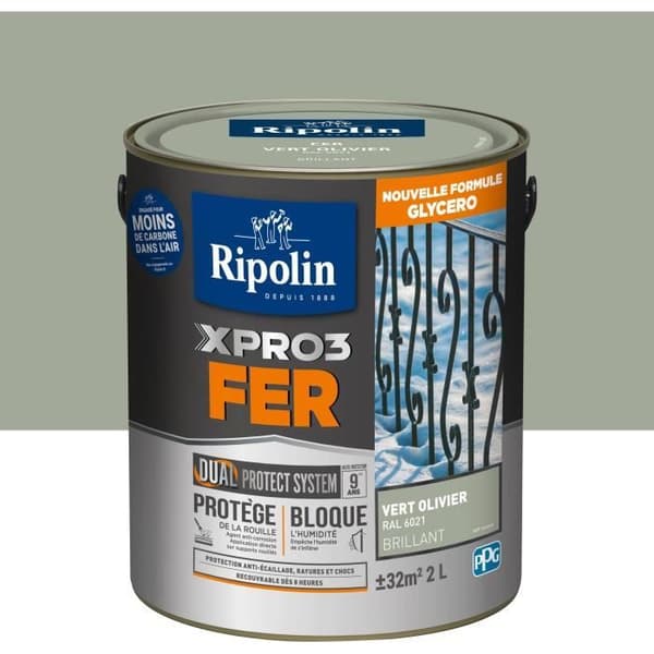 RIPOLIN Iron Paint - Olive Green - Gloss - 2 L