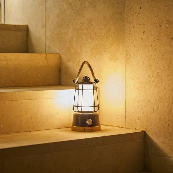 LUMISKY Wireless Lantern - WILDY - H23 cm - Rope Handle - Warm White and Dimmable LED