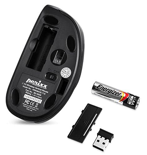 Perixx Perimice-715 II Wireless Ergonomic Mouse - Optical - Black