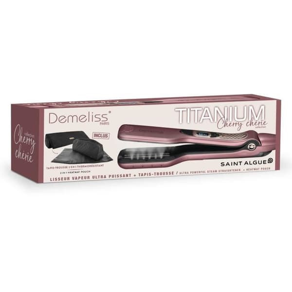 DEMELISS Titanium Hair Straightener - 5 Temperature Settings - Max 230°C - Cherry Chérie